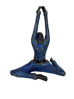 Blaue Bronze-Skulptur Yoga 